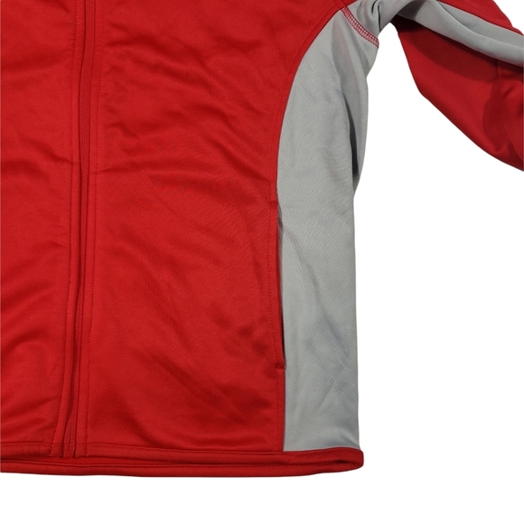 Fila Red Gray Colorblock Track Jacket Sz S Fleece Lined Full Zip Long Sleeved - Picture 6 of 13